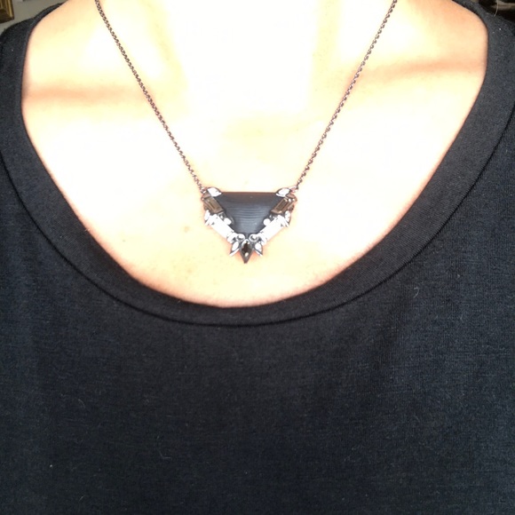 Alexia Bittar Black & Crystal Pendant Necklace 19” - Picture 6 of 6